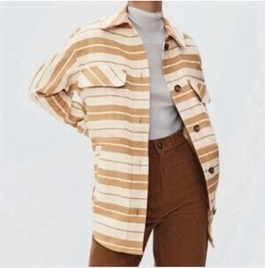 Everlane The Oversized Camel Plaid Button Shirt Jacket Shacket